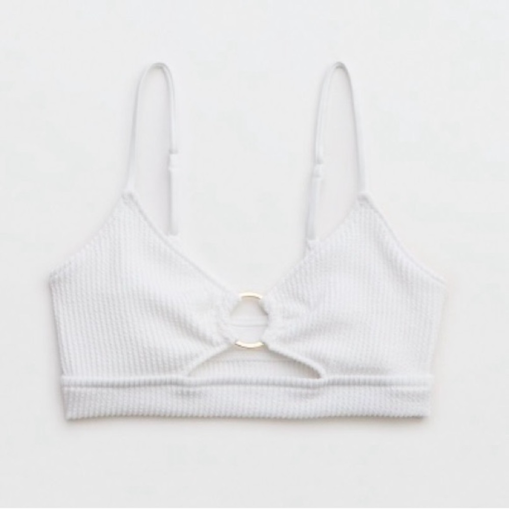 White Ribbed Bikini Top
